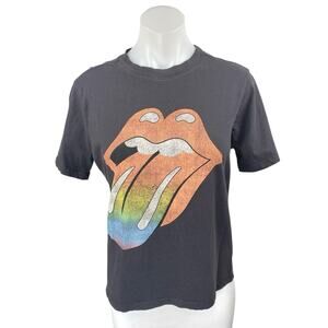 H&M Black The Rolling Stones Band Short Sleeve Graphic Tee T-Shirt Top Size M